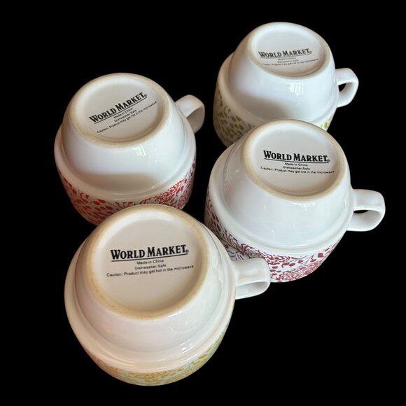 World Market Botanic Stackable Boho Handled Mugs 4 - Picture 5 of 5